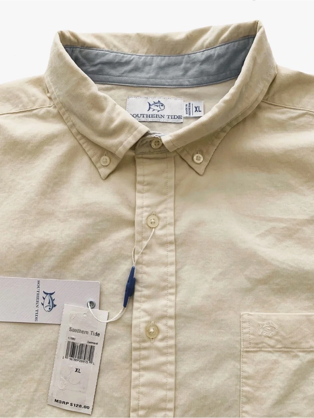 NEW Mens Size XL Southern Tide Bedford Cord Long Sleeve Sport Shirt Oatmeal $128